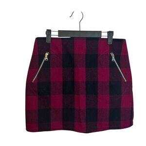 Gap Pink Plaid Wool Mini Skirt